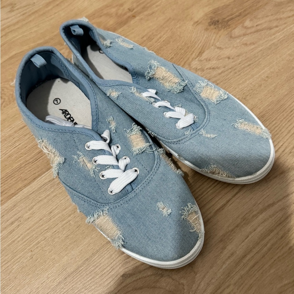Adora Light Blue Distressed Sneakers